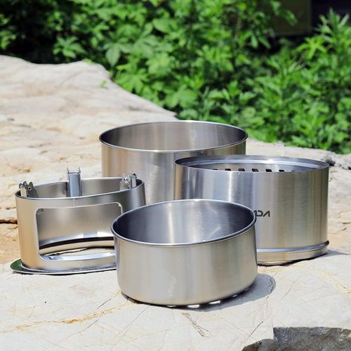  Lixada Camping Stove, Stainless Steel Outdoor Cooking Wood Burning Stove (Style2)