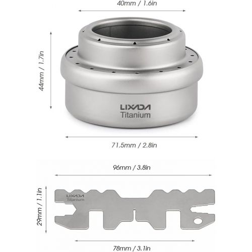  Lixada Portable Mini Titanium Alcoho Stove with Lid Cross Stove Stand Rack Outdoor Camping Hiking Backpacking Cooking Alcohol Stove