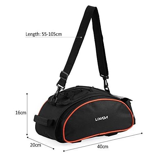  Lixada Bicycle Rack Bag 13L Multifunctional Bicycle Rear Seat Bag Cycling Bike Rack Seat Bag Rear Trunk Pannier Backseat Bag Handbag Shoulder Bag