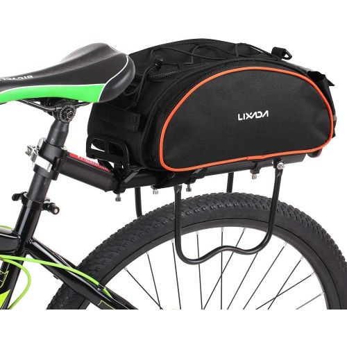  Lixada Bicycle Rack Bag 13L Multifunctional Bicycle Rear Seat Bag Cycling Bike Rack Seat Bag Rear Trunk Pannier Backseat Bag Handbag Shoulder Bag