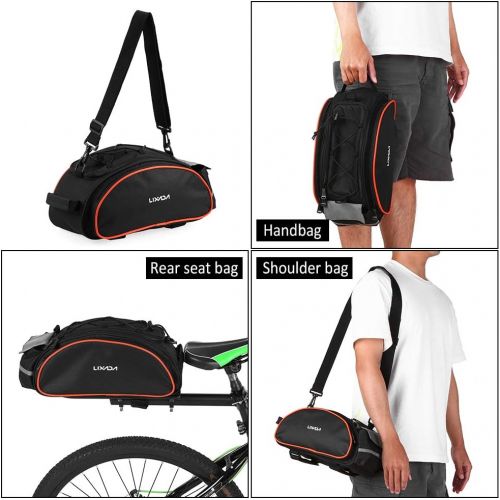  Lixada Bicycle Rack Bag 13L Multifunctional Bicycle Rear Seat Bag Cycling Bike Rack Seat Bag Rear Trunk Pannier Backseat Bag Handbag Shoulder Bag