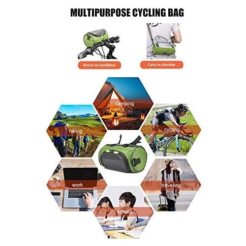  Lixada Bike Handlebar Bag,Waterproof Bike Basket Bicycle Front Storage Bag with Transparent Pouch Touch Screen and Removable Shoulder Strap for Road Bikes, Mountain Bikes and Motor