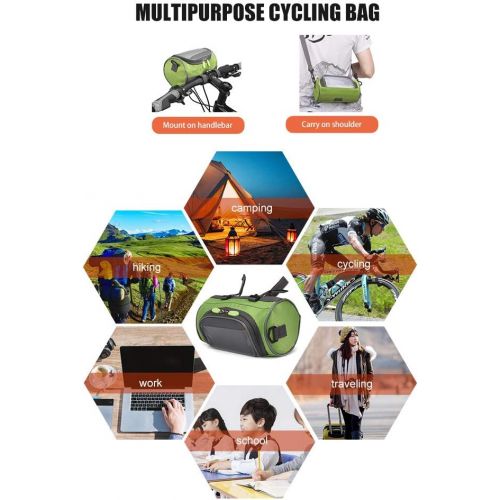  Lixada Bike Handlebar Bag,Waterproof Bike Basket Bicycle Front Storage Bag with Transparent Pouch Touch Screen and Removable Shoulder Strap for Road Bikes, Mountain Bikes and Motor