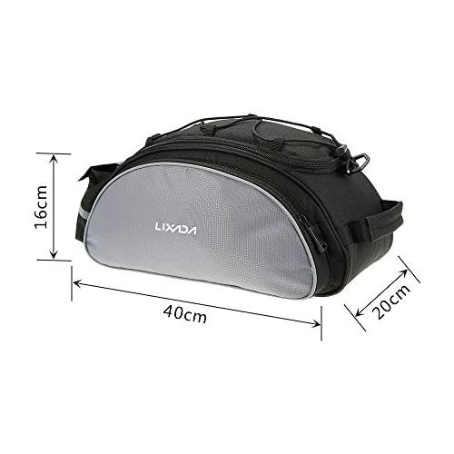  Lixada Bicycle Rack Bag 13L Multifunctional Bicycle Rear Seat Bag Cycling Bike Rack Seat Bag Rear Trunk Pannier Backseat Bag Handbag Shoulder Bag