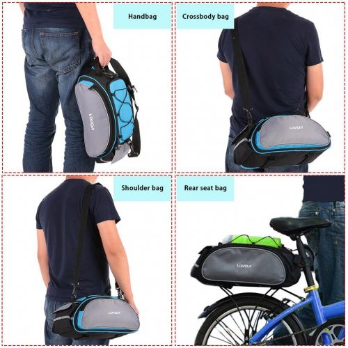  Lixada Bicycle Rack Bag 13L Multifunctional Bicycle Rear Seat Bag Cycling Bike Rack Seat Bag Rear Trunk Pannier Backseat Bag Handbag Shoulder Bag