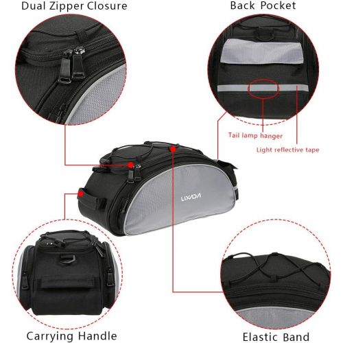  Lixada Bicycle Rack Bag 13L Multifunctional Bicycle Rear Seat Bag Cycling Bike Rack Seat Bag Rear Trunk Pannier Backseat Bag Handbag Shoulder Bag