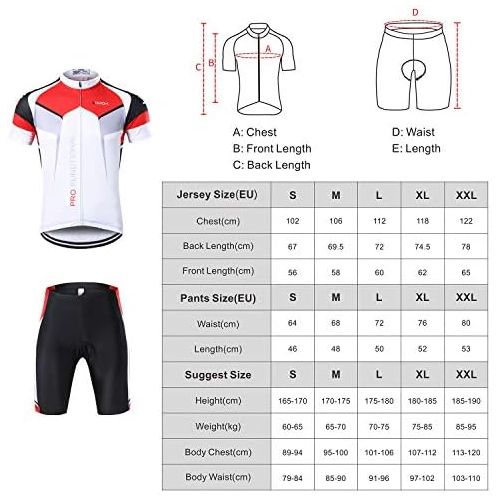  Lixada Mens Cycling Jersey Set Bicycle Short Sleeve Set Quick-Dry Breathable Shirt+3D Cushion Shorts Padded Pants/Bib Short