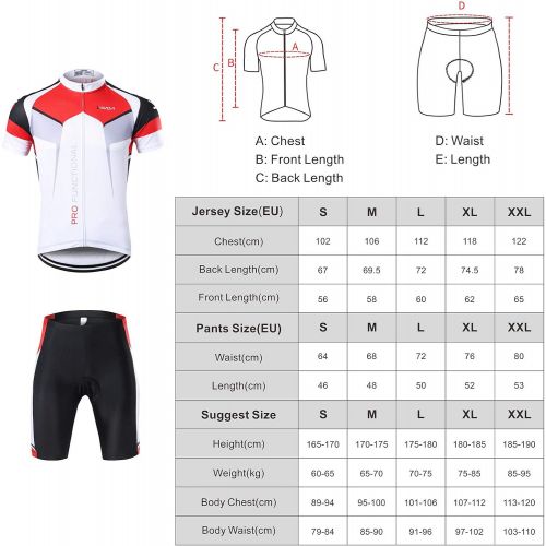  Lixada Mens Cycling Jersey Set Bicycle Short Sleeve Set Quick-Dry Breathable Shirt+3D Cushion Shorts Padded Pants/Bib Short