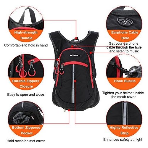  Lixada Bike Backpack,15L Bicycle Shoulder Backpack Waterproof Breathable Rucksack with Rain Cover