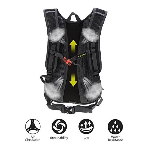  Lixada Bike Backpack,15L Bicycle Shoulder Backpack Waterproof Breathable Rucksack with Rain Cover