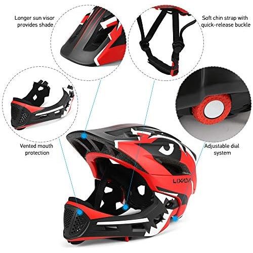  Lixada Kids Bike Helmet,Adjustable Detachable Full Face Helmet for Cycling Helmet for 3-15 Years Children Bicycle, Skateboard, Scooter, Rollerblading,Protective Gear (20.5-22 Inche