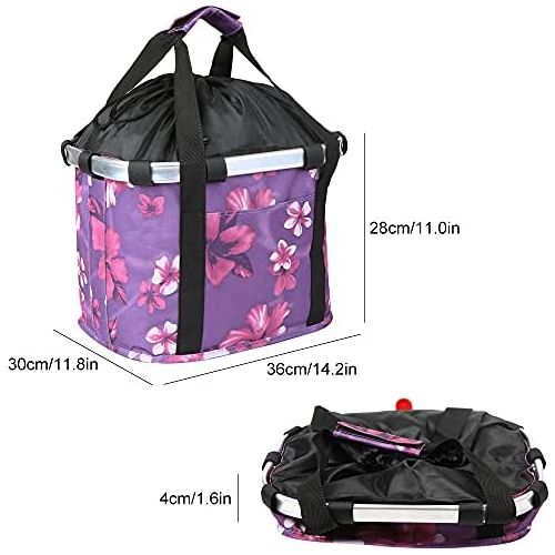  Lixada Bike Basket, Waterproof Small Pet Cat Dog Carrier Bicycle Handlebar Front Basket,Quick Release Easy Install Detachable Folding Picnic Shopping Bag