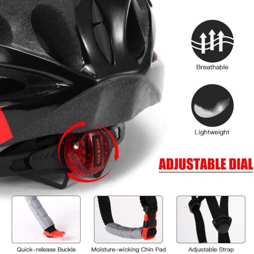  Lixada Adult Bike Helmet Mountain Bike Helmet MTB Bicycle Cycling Helmets Adjustable Dial-Fit Integrally Molding Lightweight Helmets
