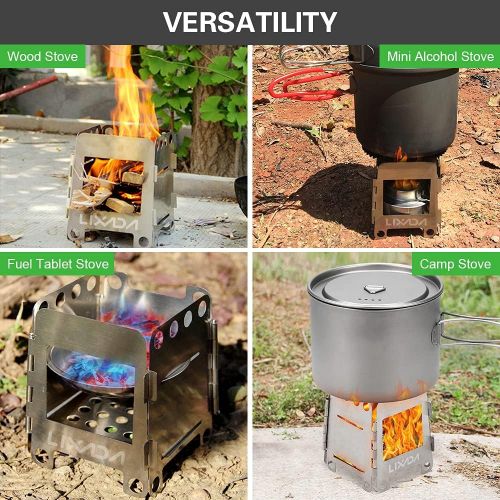  Lixada Camping Stove Foldable Alcohol Wood Stove Portable Durable Stainless Steel Burning Backpacking Stove Compact for Outdoor Hiking Camping Picnic Stove(Optional)