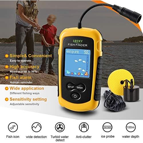  [아마존베스트]Lixada Fish Finder Wired Portable Colour Fishing Sonar Sensor LCD 100 m Deep Finder Echo Finder