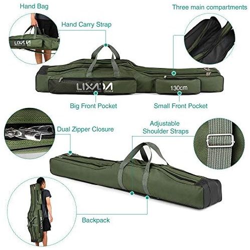  [아마존베스트]Lixada Fishing Bag, 130 cm / 150 cm, Three Layers, Portable, Folding, Fishing, Rod, Tool, Carry, Carrier, Travel Bag