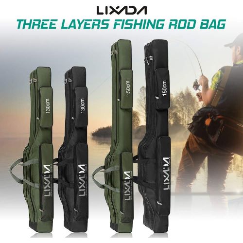  [아마존베스트]Lixada Fishing Bag, 130 cm / 150 cm, Three Layers, Portable, Folding, Fishing, Rod, Tool, Carry, Carrier, Travel Bag