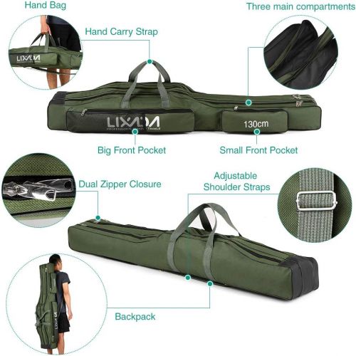  [아마존베스트]Lixada Fishing Bag, 130 cm / 150 cm, Three Layers, Portable, Folding, Fishing, Rod, Tool, Carry, Carrier, Travel Bag