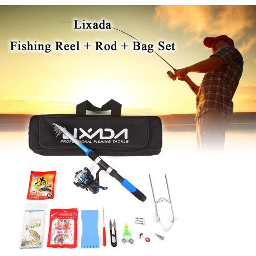  [아마존베스트]Lixada Fishing Rod Set Telescopic Rod and Fishing Reel Combo with Fishing Bait Hooks Fishing Bag