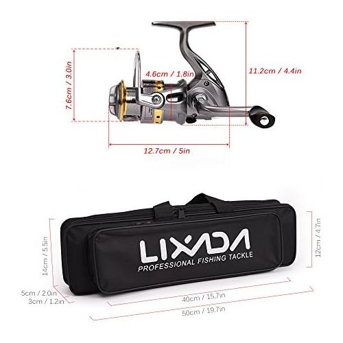  [아마존베스트]Lixada Teleskop Angelrute und Reel Combo Full Kit Carbon-Faser Angelrute Pole + Spinning + Tragetasche