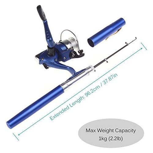  [아마존베스트]Lixada Fishing Rod Aluminium Pocket Pen Rod Fishing Mini Telescopic Fishing Rod Pole + Reel