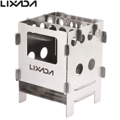  Lixada Portable Stainless Steel Lightweight Folding Wood Pocket Outdoor Camping Cooking Picnic Backpacking