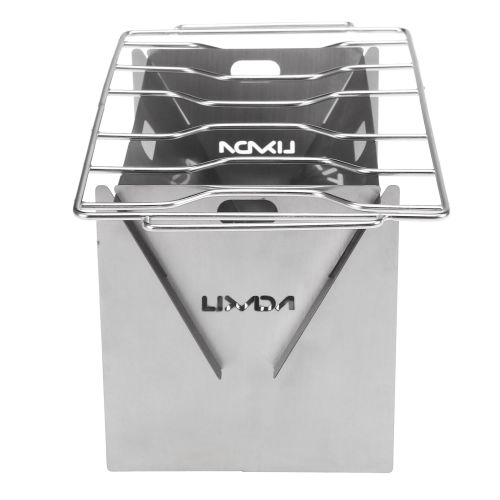  Lixada Camping Wood Burning Outdoor Portable Folding Stainless Steel Backpacking Cooking with Grill Plate and Bellow