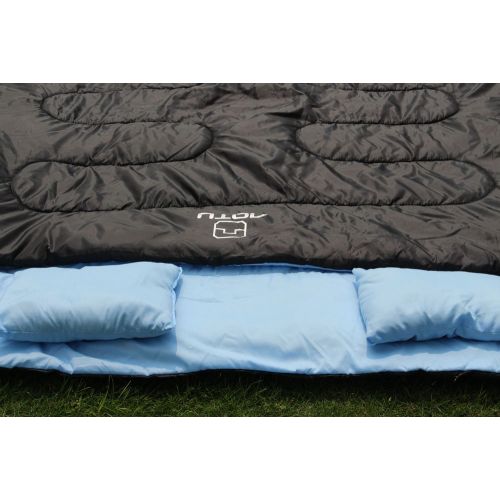  Lixada Double Thermal Sleeping Bag 86x60 2 Person Outdoor Camping Hiking Sleeping Bag with 2 Pillows