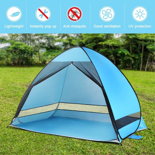  Lixada1 Pop Up Beach Tent Sun Shelter Sun Shade Instant Tent for Beach with Carrying Bag, 4 Peg, Anti UV for Fishing Hiking Camping