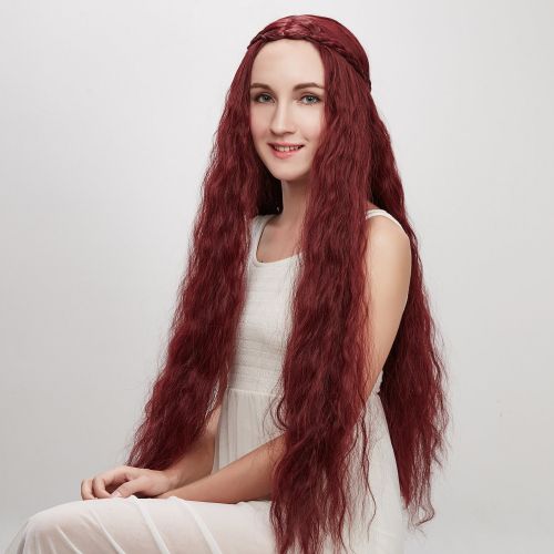  Liz Wig Game of Thrones Character Melisandre Long Wavy Cosplay Wig 32 Wine Red