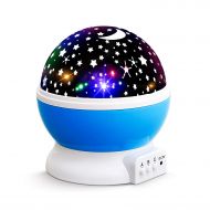 NEW GENERATION Baby Night Lights for kids, Lizber Starry Night Light Rotating Moon Stars Projector, 9 Color Options Romantic Night Lighting Lamp, USB Cable / Batteries Powered for