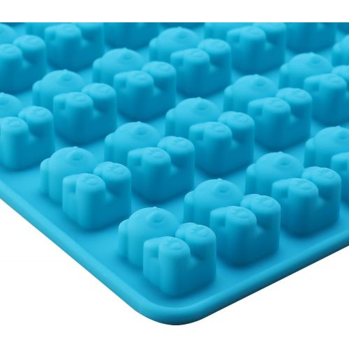  [아마존베스트]Lizber Newest Generation - 3 Packs Silicone Gummy Bear Candy Molds with 53 Cavities, 3 Bonus Droppers Perfect for Mints Chocolates Fudge Ice Cubes, BPA Free ( Blue, Green, Orange)
