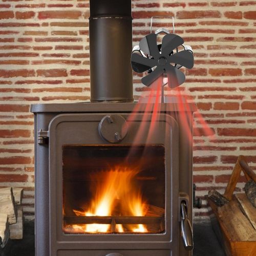  Lizefang Stove Fan 6 Blade, Upgrade Heat Powered Fireplace Stove Fan Self Powered Overheat Protection for Gas Pellet Log Wood Buring Stoves Efficient Stand Fireplace Fan Heating St