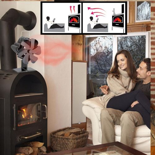  Lizefang Stove Fan 6 Blade, Upgrade Heat Powered Fireplace Stove Fan Self Powered Overheat Protection for Gas Pellet Log Wood Buring Stoves Efficient Stand Fireplace Fan Heating St