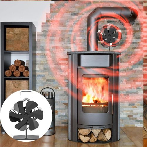  Lizefang Stove Fan 6 Blade, Upgrade Heat Powered Fireplace Stove Fan Self Powered Overheat Protection for Gas Pellet Log Wood Buring Stoves Efficient Stand Fireplace Fan Heating St