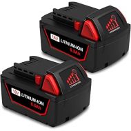 2Pack 6.5Ah 18V Lithium Battery Replacement for Milwaukee 18V Battery 5 Ah 6 Ah 4 Ah 48-11-1850 48-11-1865 48-11-1862 48-11-1840 Compatible with Milwaukee 18V M-18 Battery 5.0 Ah 4.0 Ah 6.0Ah