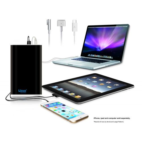  Lizone 50000mAH Extra Pro External Battery Charger for Apple MacBook, MacBook Pro, MacBook Air, USB QC Charger for Apple New MacBook 12 iPad iPhone 6 6S Plus 5S 5C 5 4 Samsung HTC