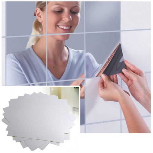  Ller76 ller76 16pcs/9pcs 15CM Square Mirror Paster Big Mosaic Back Glue Decorative Mirror Sticker(16pcs,0.2mm)