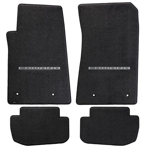  Lloyd Mats Fits 2010-2015 Camaro Ebony Black Front & Rear Floor Mats - Silver CAMARO Logos