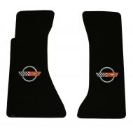 Lloyd Mats Fits 1984-90 C4 Corvette Classic Loop Black Floor Mats Set with Silver Circle Flags Logo