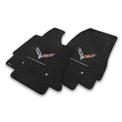  Lloyd Mats Fits C7 Corvette Stingray Floor Mats- Flags with Stingray Script: Black