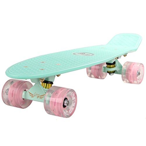  Lmai Skateboards LMAI 22 Cruiser Skateboard Graphic Mini Complete Skateboard (Light Blue)