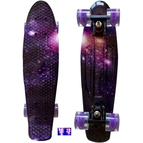  Lmai Skateboards LMAI 22 Cruiser Skateboard Graphic Mini Complete Skateboard (Purple Starry)