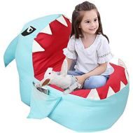 [아마존베스트]Lmeison Animal Storage Bean Bag Chair, Soft Canvas Plush Toy Organizer, Towels & Clothes Stuffed Storage Bag(No Stuffing) (Blue Shark)