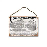 LoMall Wrought Iron Range Home Comfort Stove Retro Hanging Wood Sign 8x12