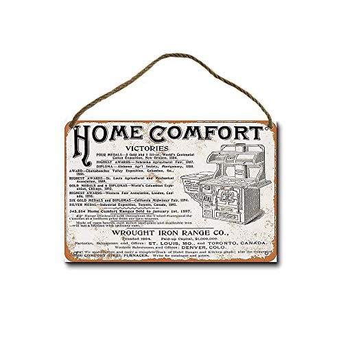  LoMall Wrought Iron Range Home Comfort Stove Retro Hanging Wood Sign 8x12