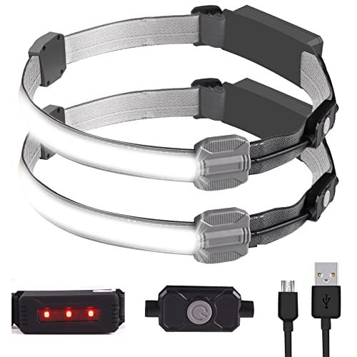  LoTanop 2 Pack Rechargeable Headlamp, 230° Wide Beam Headlamp, Bright and Waterproof, 3 Modes, Collapsible, USB Head lamp, for Hiking, Running, Fishing, Camping