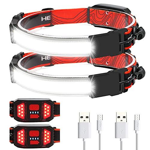  LoTanop Rechargeable Headlamp 2 Pack, 230° Illumination Wide Beam Headlamp, 1000 Lumen, 3 Modes, Super Bright LED Headlamp, Lightweight Head Lamp for Hiking, Running, Fishing, Camping