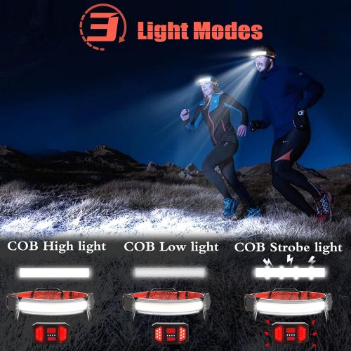  LoTanop Rechargeable Headlamp 2 Pack, 230° Illumination Wide Beam Headlamp, 1000 Lumen, 3 Modes, Super Bright LED Headlamp, Lightweight Head Lamp for Hiking, Running, Fishing, Camping