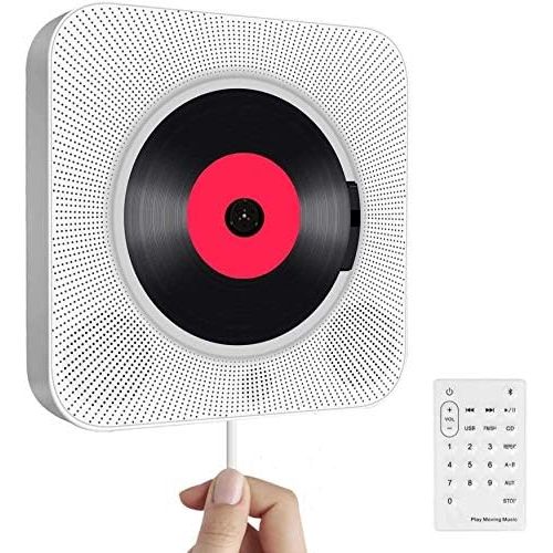  [아마존베스트]Loacy Portable CD Player with Bluetooth, Wall Mounted Built-in HiFi Speakers, Home Audio Speaker with Remote Control, FM Radio, USB MP3, AUX In/Output of 3.5 mm Headphone Jack, White